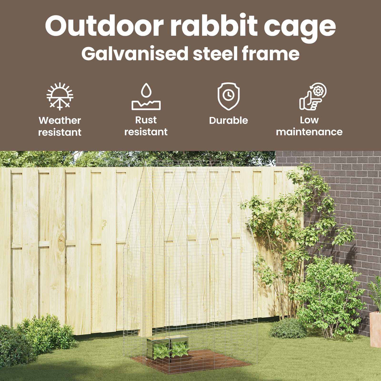 Rabbit Cage Silver 100 x 100 x 210 cm Galvanised Steel
