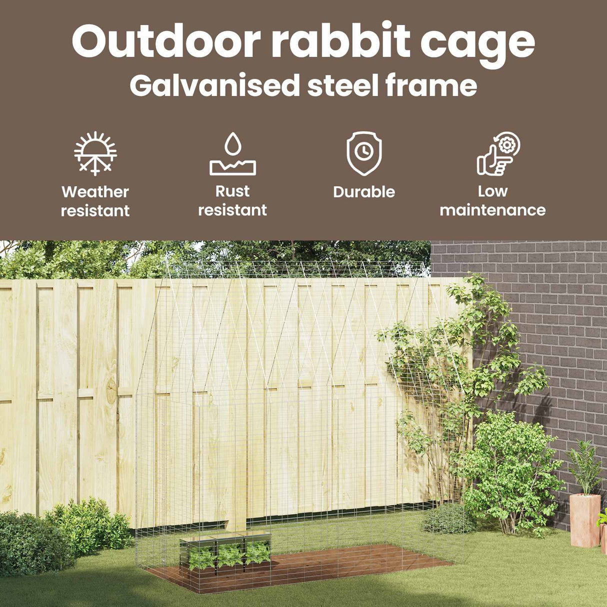 Rabbit Cage Silver 200 x 100 x 210 cm Galvanised Steel