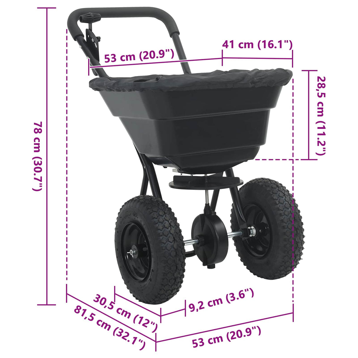Spreader Black 53 x 81.5 x 78 cm PVC and Steel