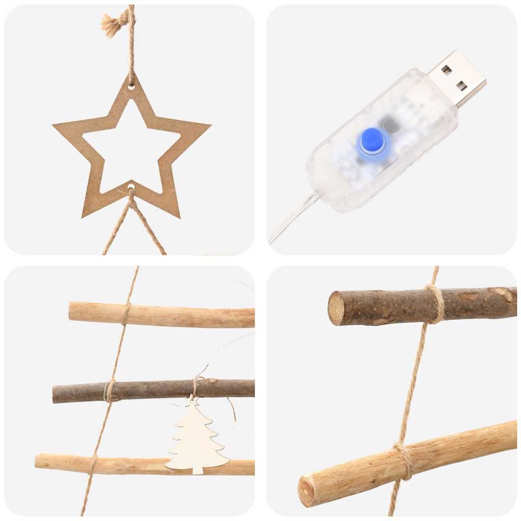 Christmas Tree with 50 LEDs Natural 120 cm Solid Ash wood