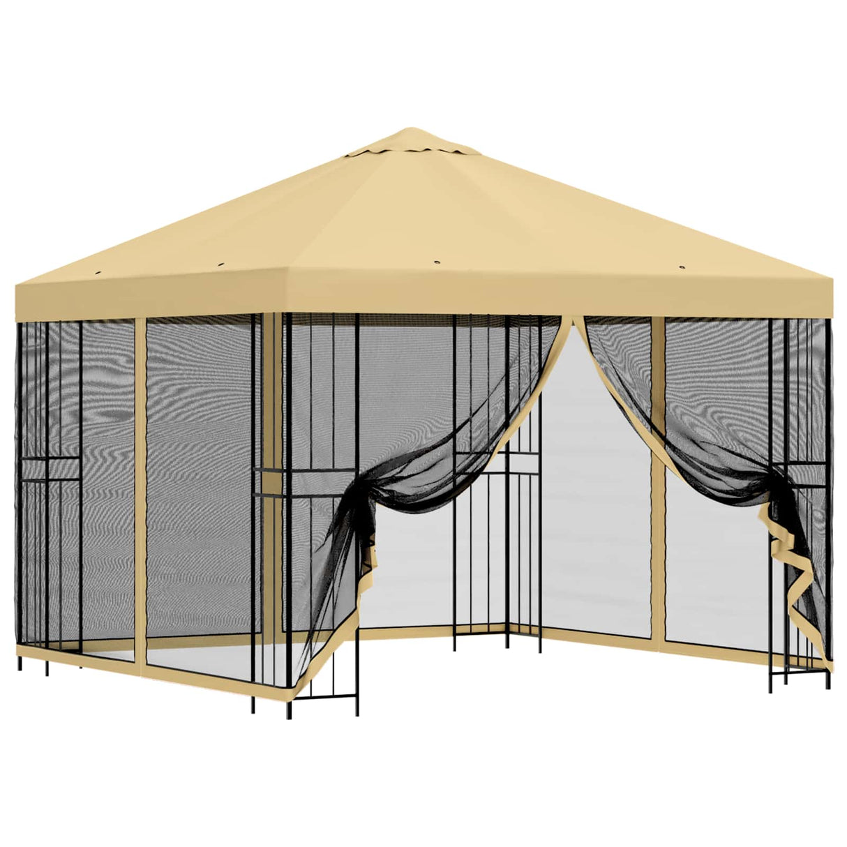 Garden Gazebo with Sidewalls 3 x 3 m Cream Polyester and Steel