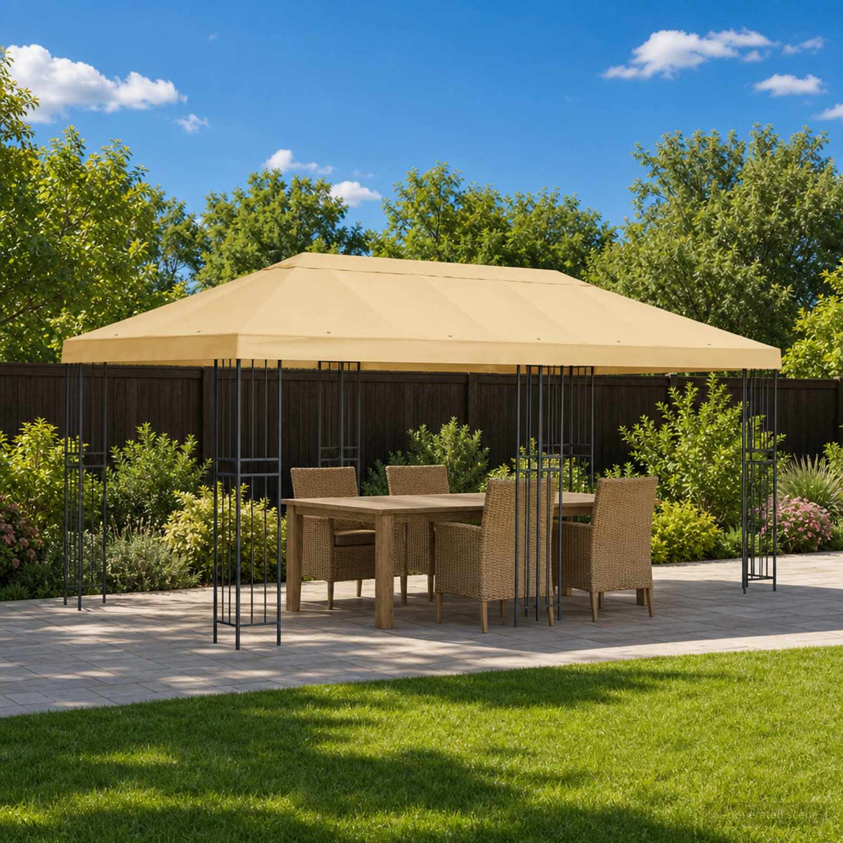 Gazebo Canopy Cover 6 x 3 m Cream Polyester 190 gsm