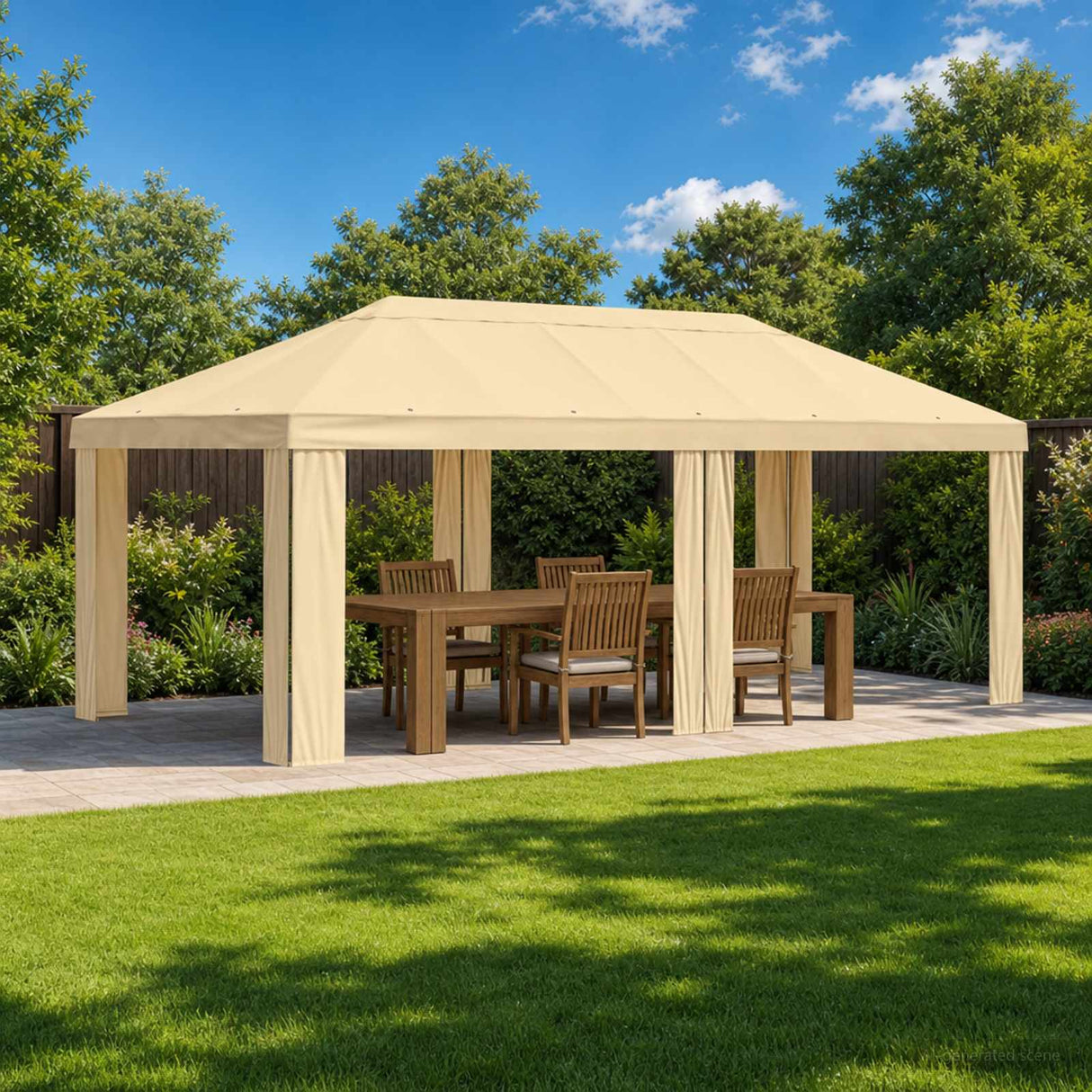Gazebo Cover 6 x 3 m Cream Polyester 190 gsm