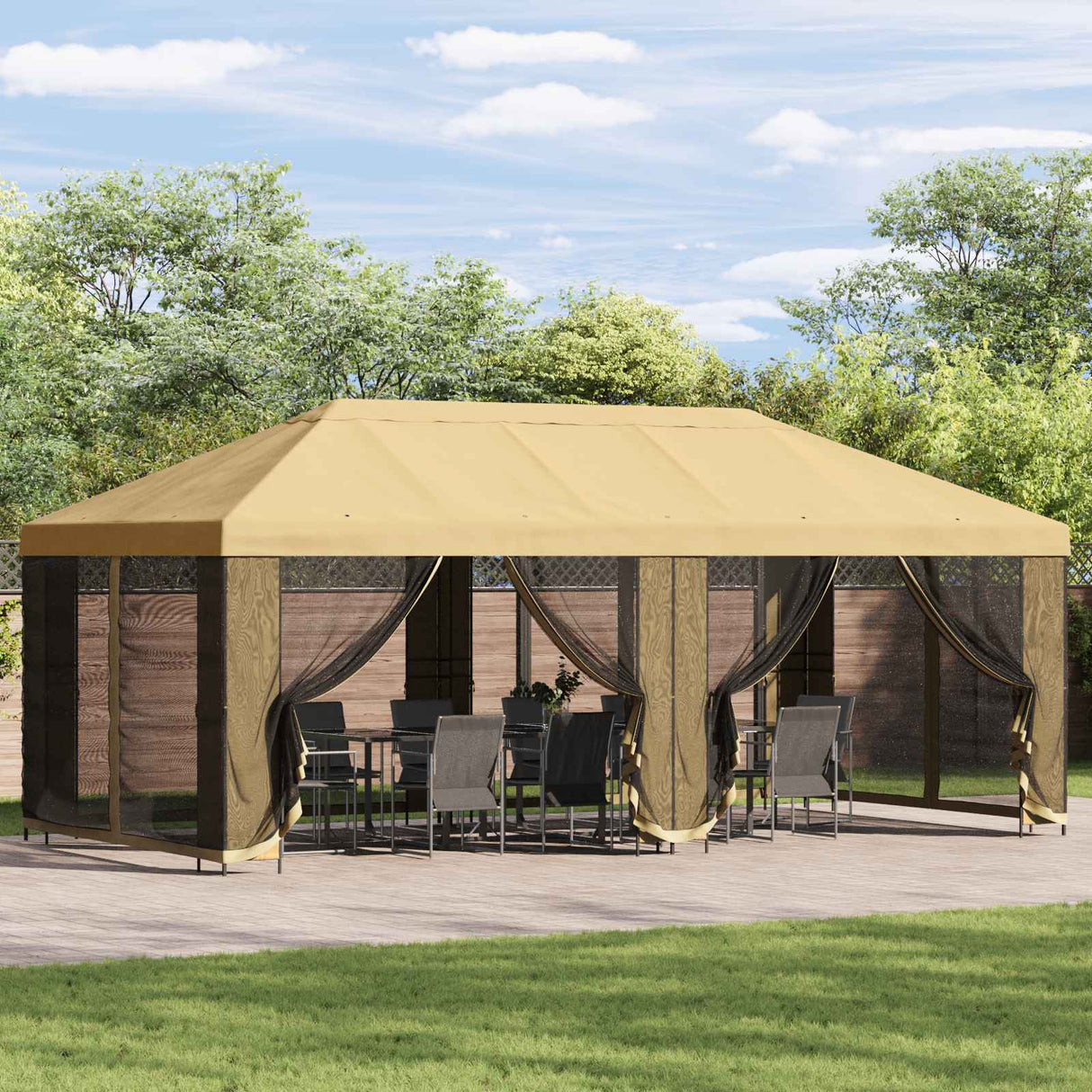 Gazebo Cover with Sidewalls Cream 600.5 x 300.5 cm Polyester