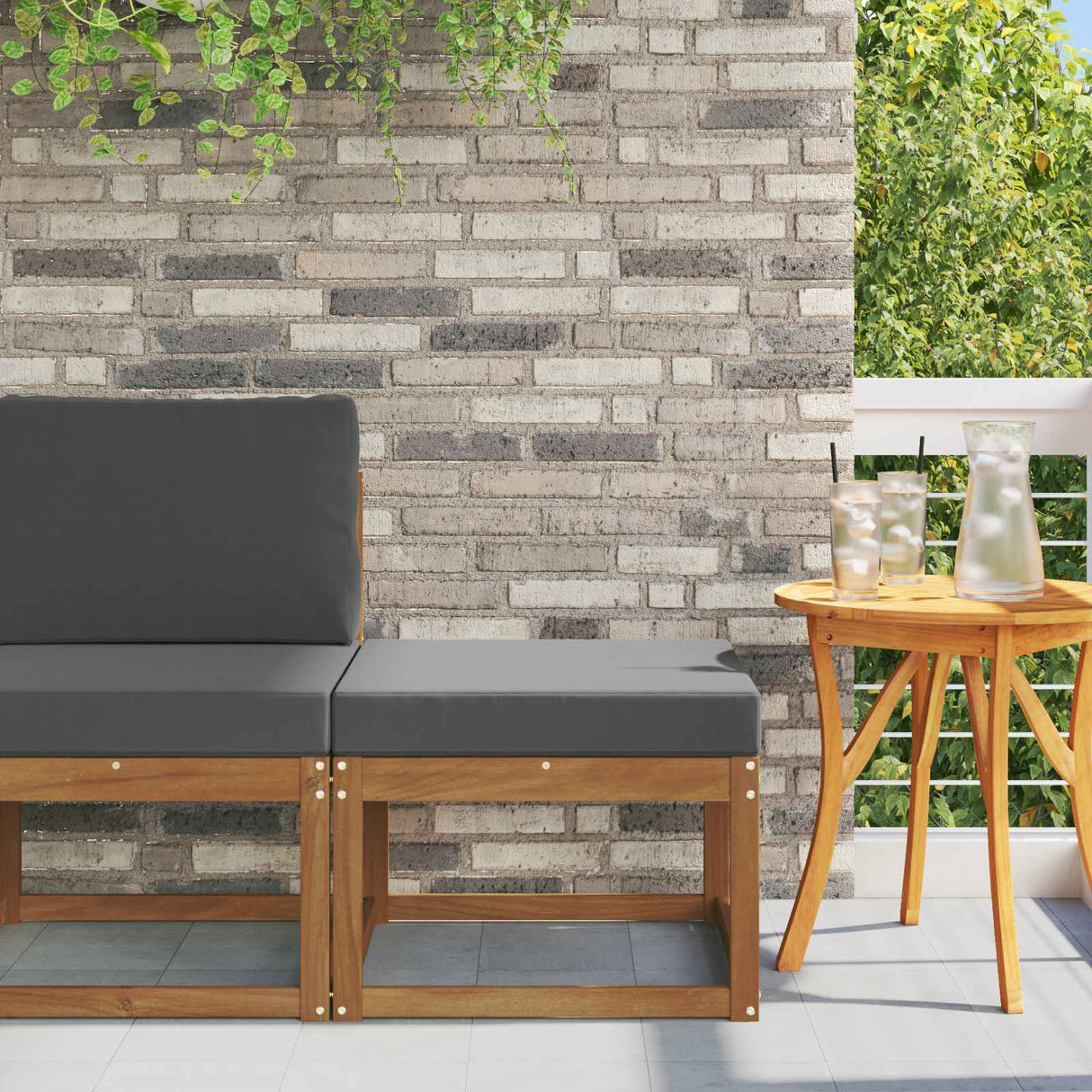 Outdoor Footstool Solid Acacia Wood Natural