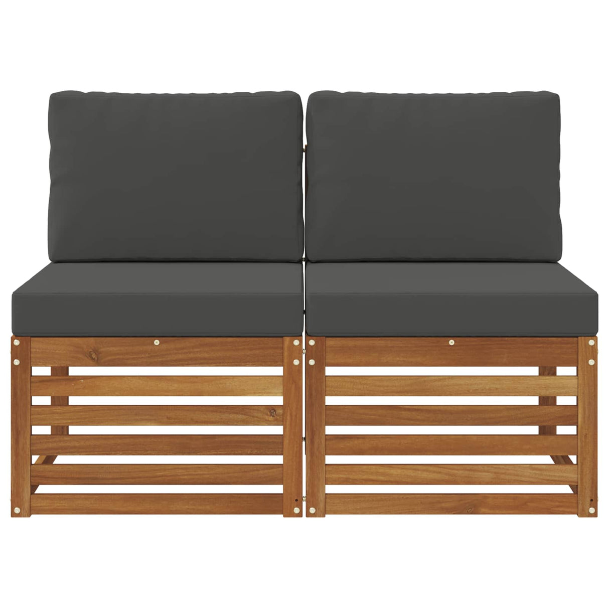2 Piece Outdoor Middle Sofa Solid Acacia Wood Natural