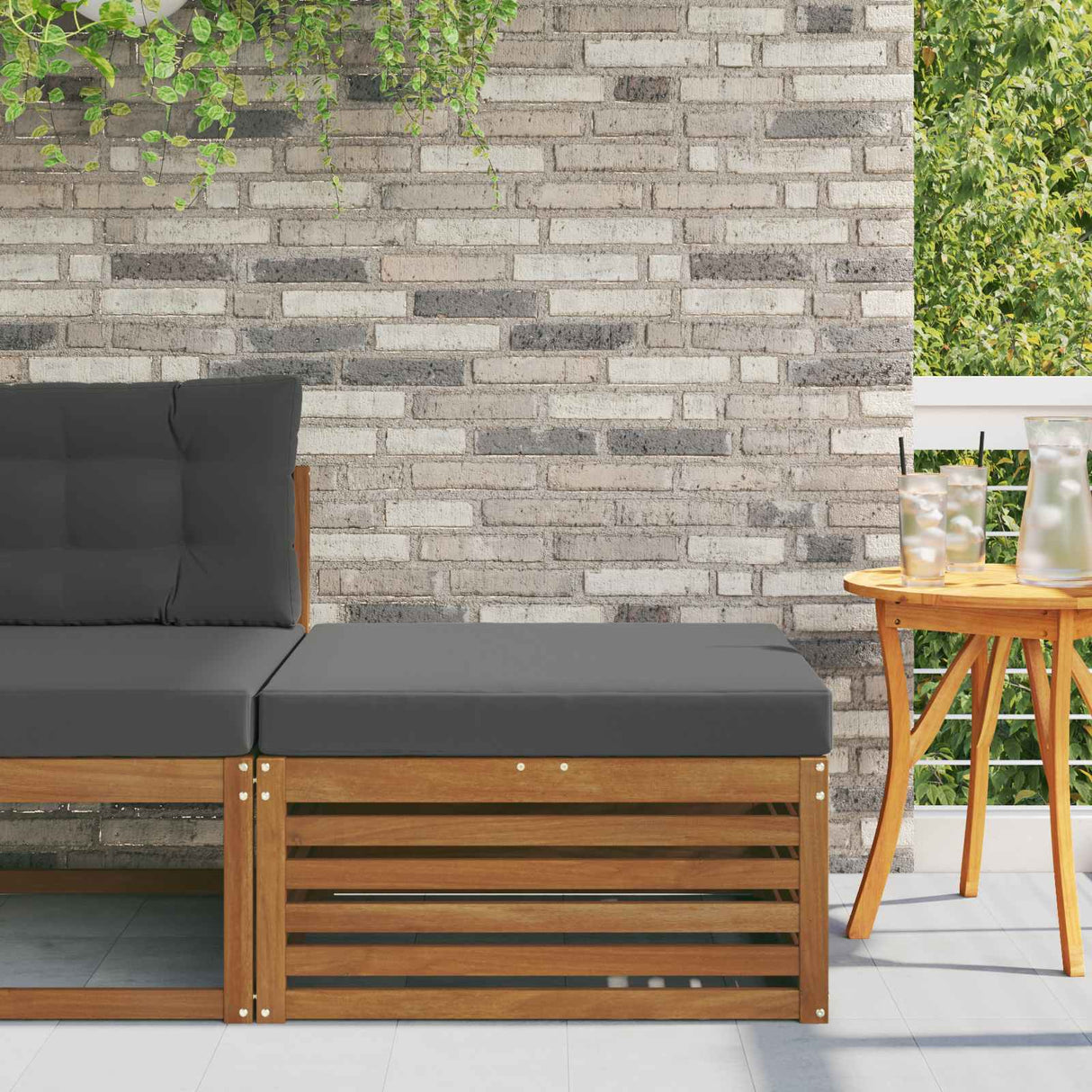 Outdoor Footstool Solid Acacia Wood Natural