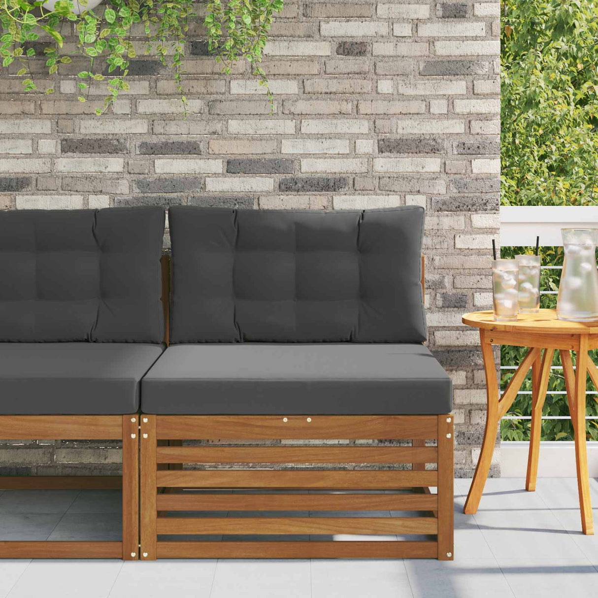 Outdoor Middle sofa Solid Acacia Wood Natural