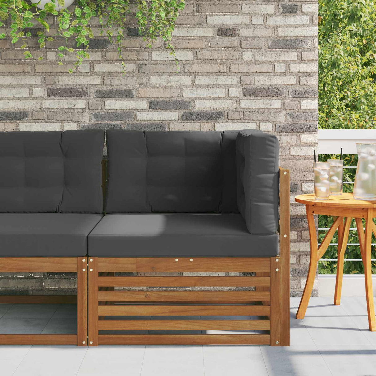 Outdoor Corner sofa Solid Acacia Wood Natural