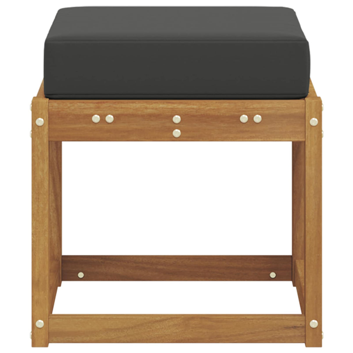 Stool Bench with Cushion Natural and Anthracite 43 x 43 x 37 cm