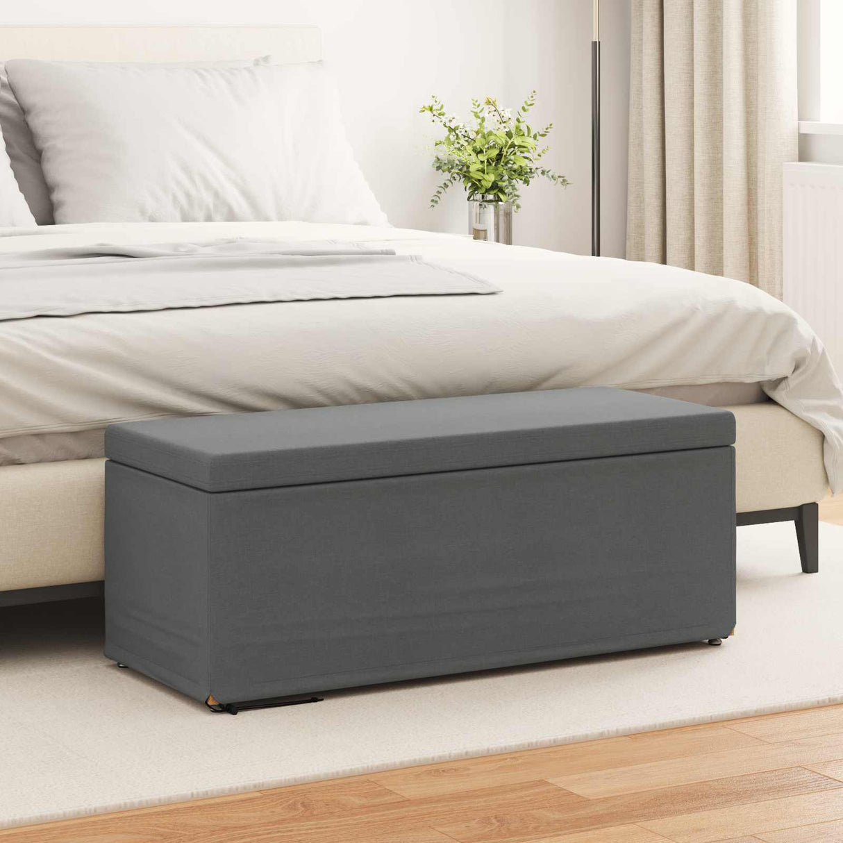 Stool Dark Grey 101 x 41 x 40 cm Fabric and Engineered Wood