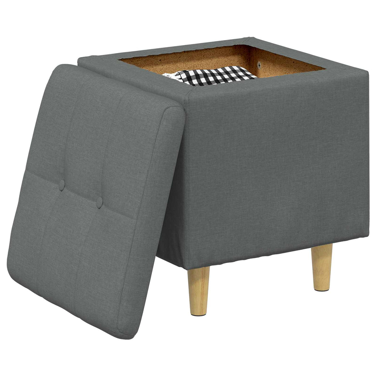 Storage Ottoman with Cushion Dark Grey 40 x 40 x 45 cm Fabric