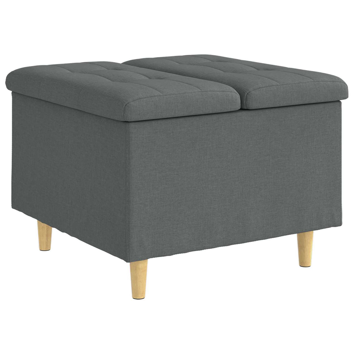 Storage Ottoman with Cushion Dark Grey 60 x 60 x 45 cm Fabric