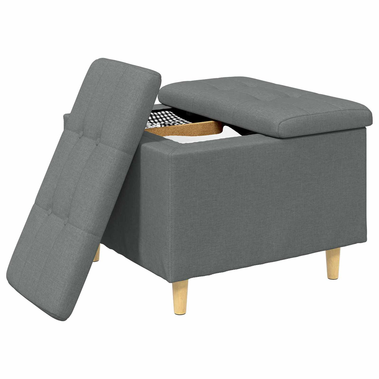 Storage Ottoman with Cushion Dark Grey 60 x 60 x 45 cm Fabric