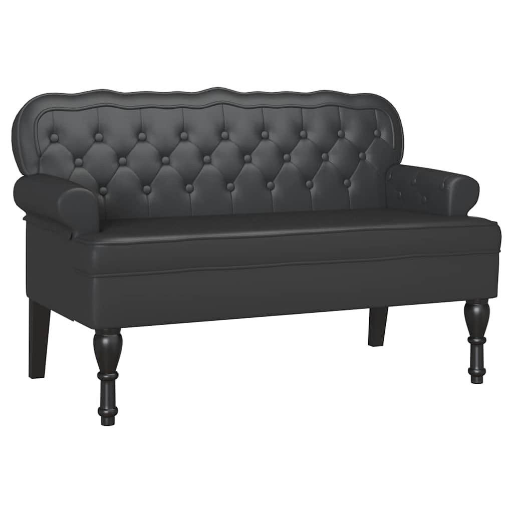 Chesterfield Bench Black 119.5 x 64.5 x 75 cm Faux Leather