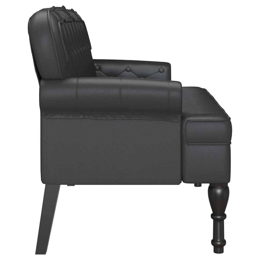 Chesterfield Bench Black 119.5 x 64.5 x 75 cm Faux Leather