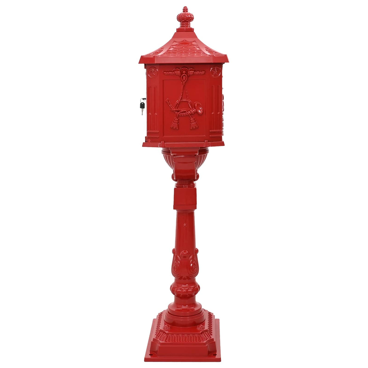 Standing Mailbox Red 42.5 x 29.5 x 117 cm Cast Aluminum