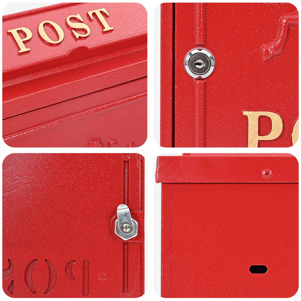 Wall Mounted Mailbox Red 29 x 13 x 41 cm Cast Aluminum