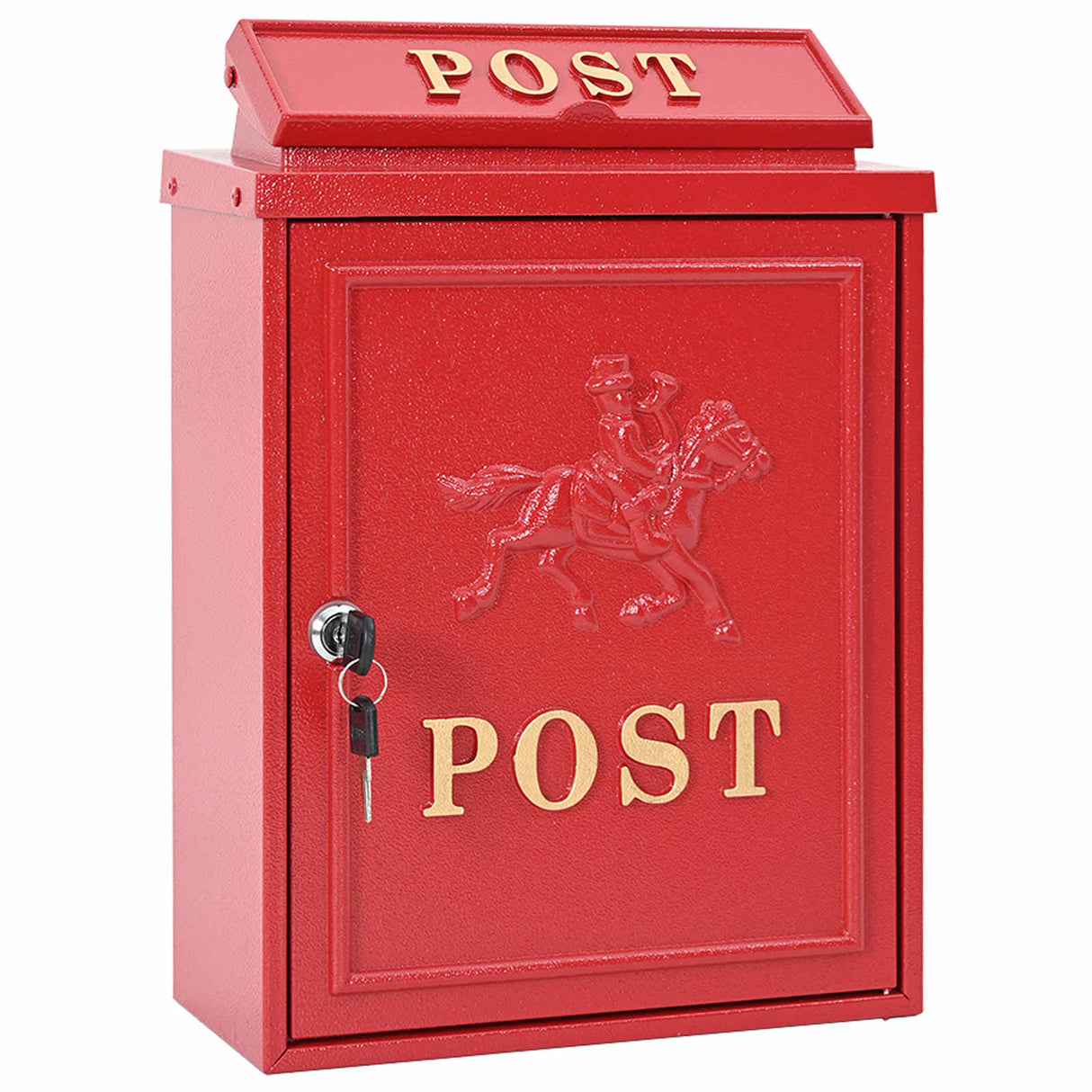 Wall Mounted Mailbox Red 29 x 13 x 41 cm Cast Aluminum