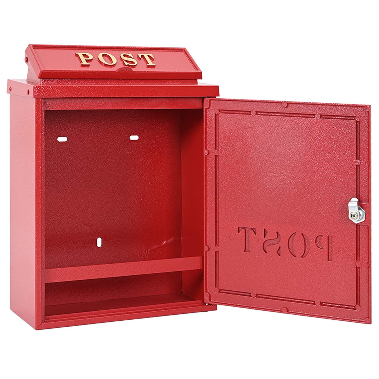 Wall Mounted Mailbox Red 29 x 13 x 41 cm Cast Aluminum