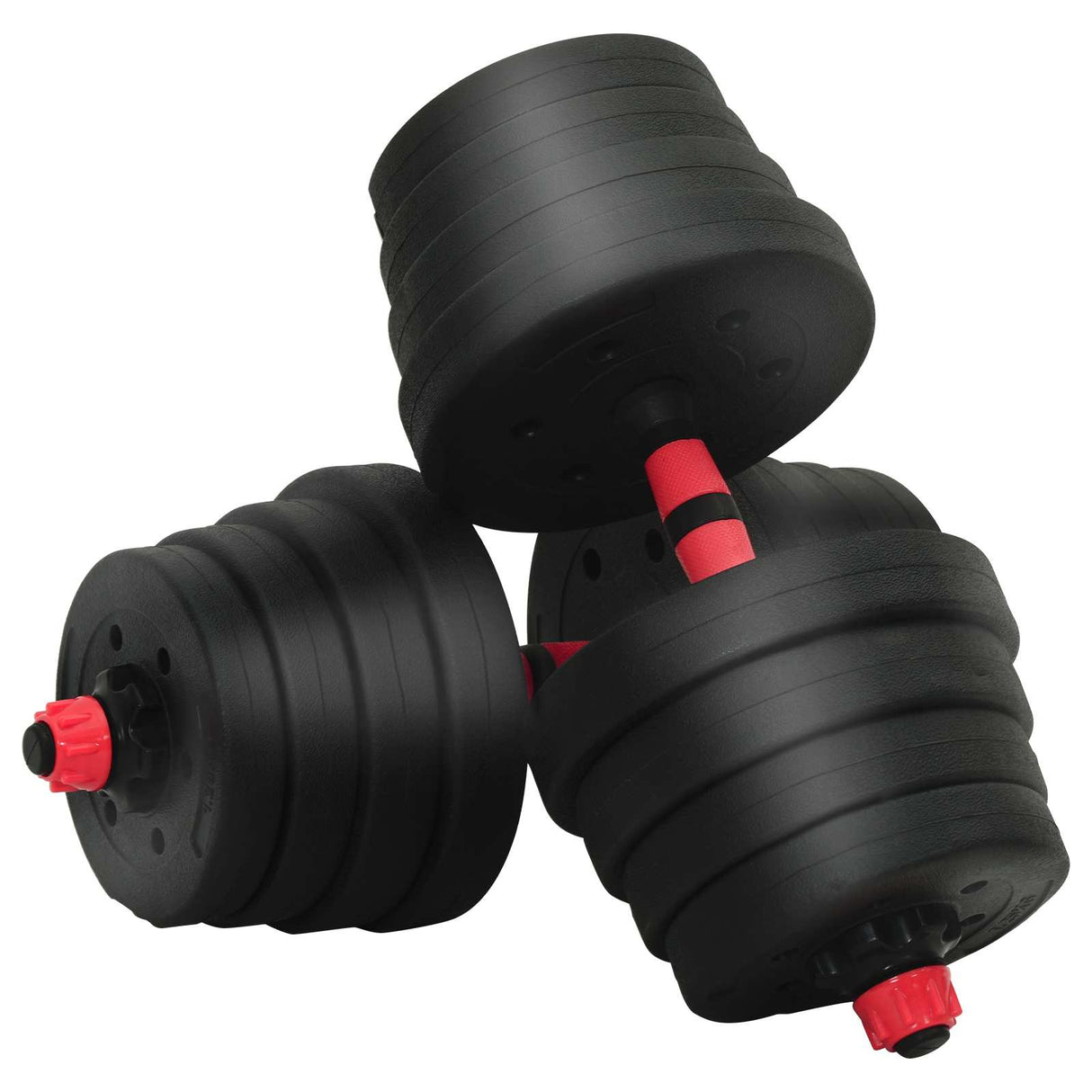 2-in-1 Dumbbell Barbell Set 30 kg Black and Red