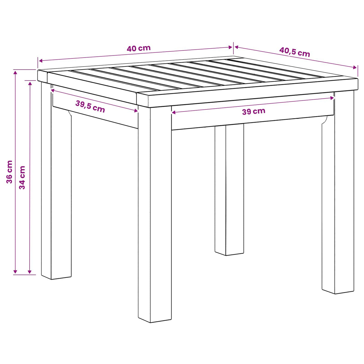 Coffee Table Natural 40 x 40.5 x 36 cm Solid Acacia Wood