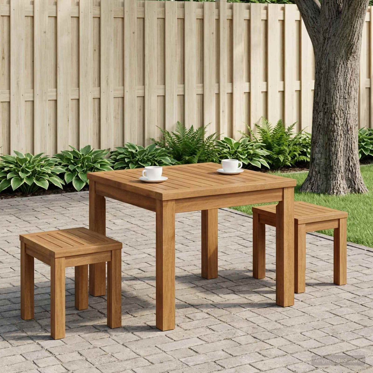 Coffee Table Natural 49 x 48.5 x 36 cm Solid Acacia Wood