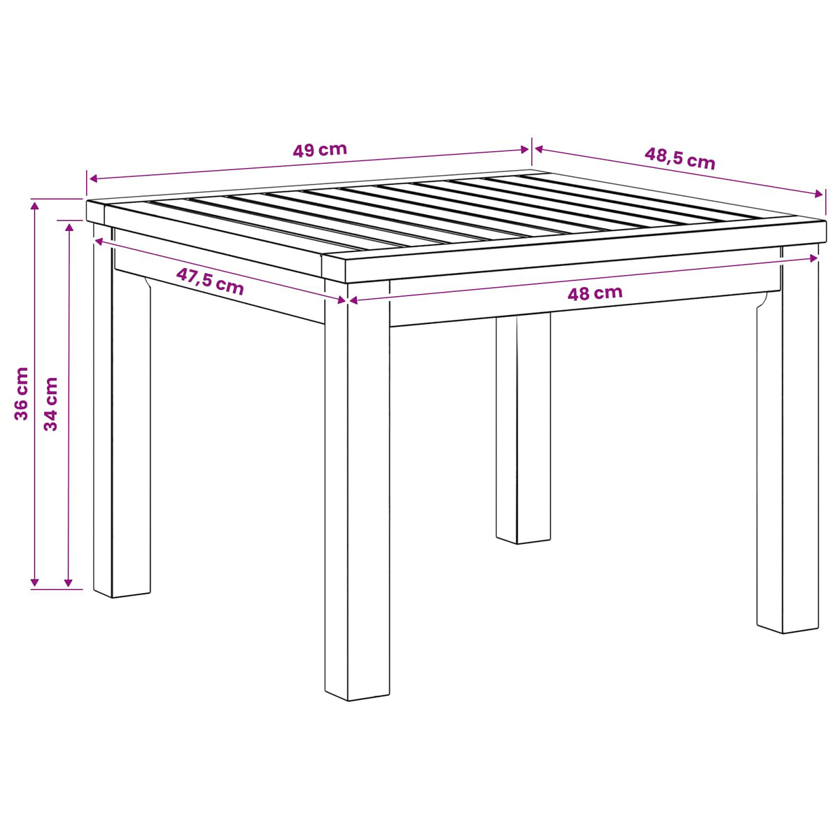Coffee Table Natural 49 x 48.5 x 36 cm Solid Acacia Wood