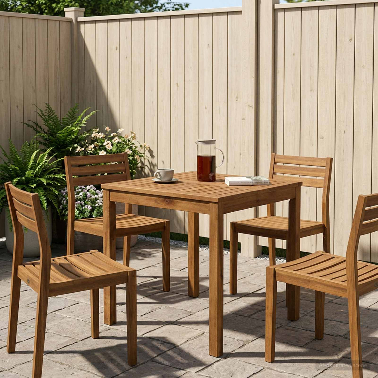 Garden Dinner Table Natural 60 x 60.5 x 75 cm Solid Acacia Wood