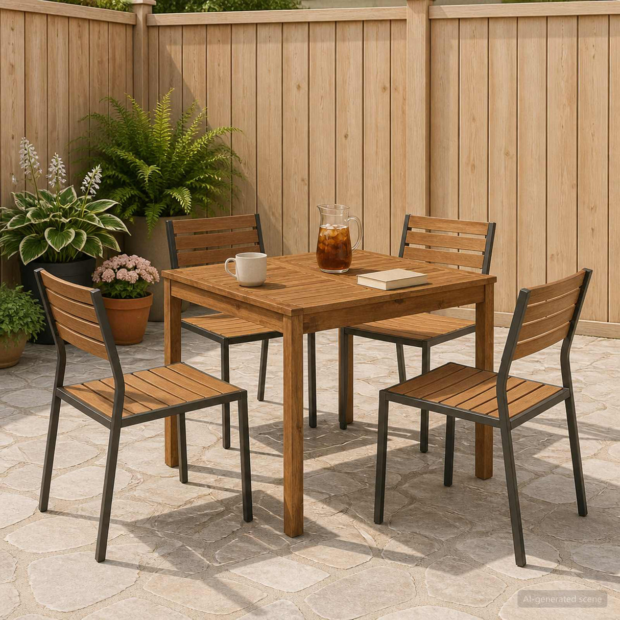 Garden Dinner Table Natural 80 x 80.5 x 75 cm Solid Acacia Wood