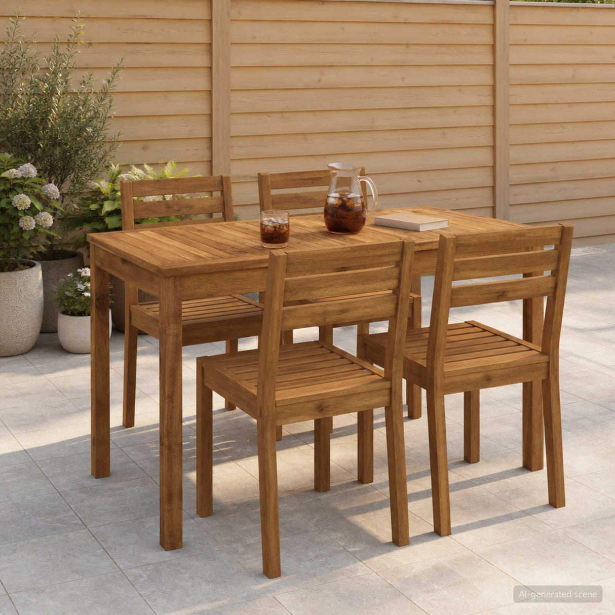 Garden Dinner Table Natural 108.5 x 55 x 75 cm