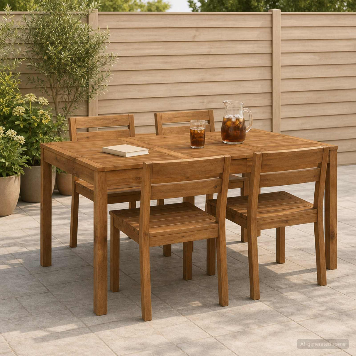 Garden Dinner Table Natural 147 x 88.5 x 75 cm