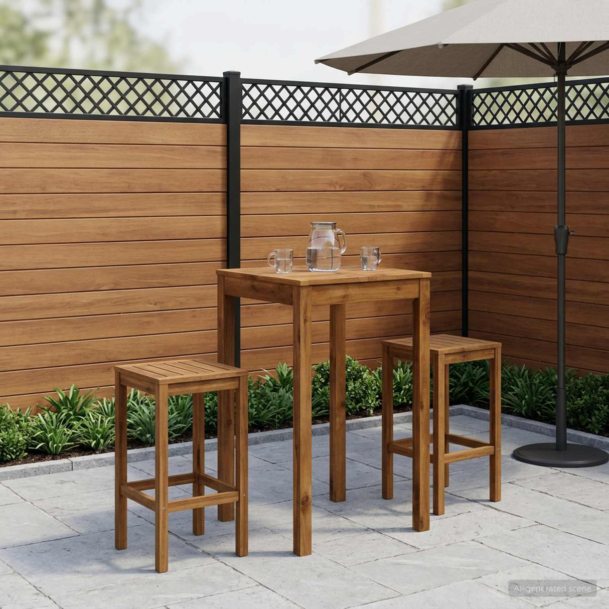 Garden Bar Table Natural 60 x 60.5 x 105 cm Solid Acacia Wood