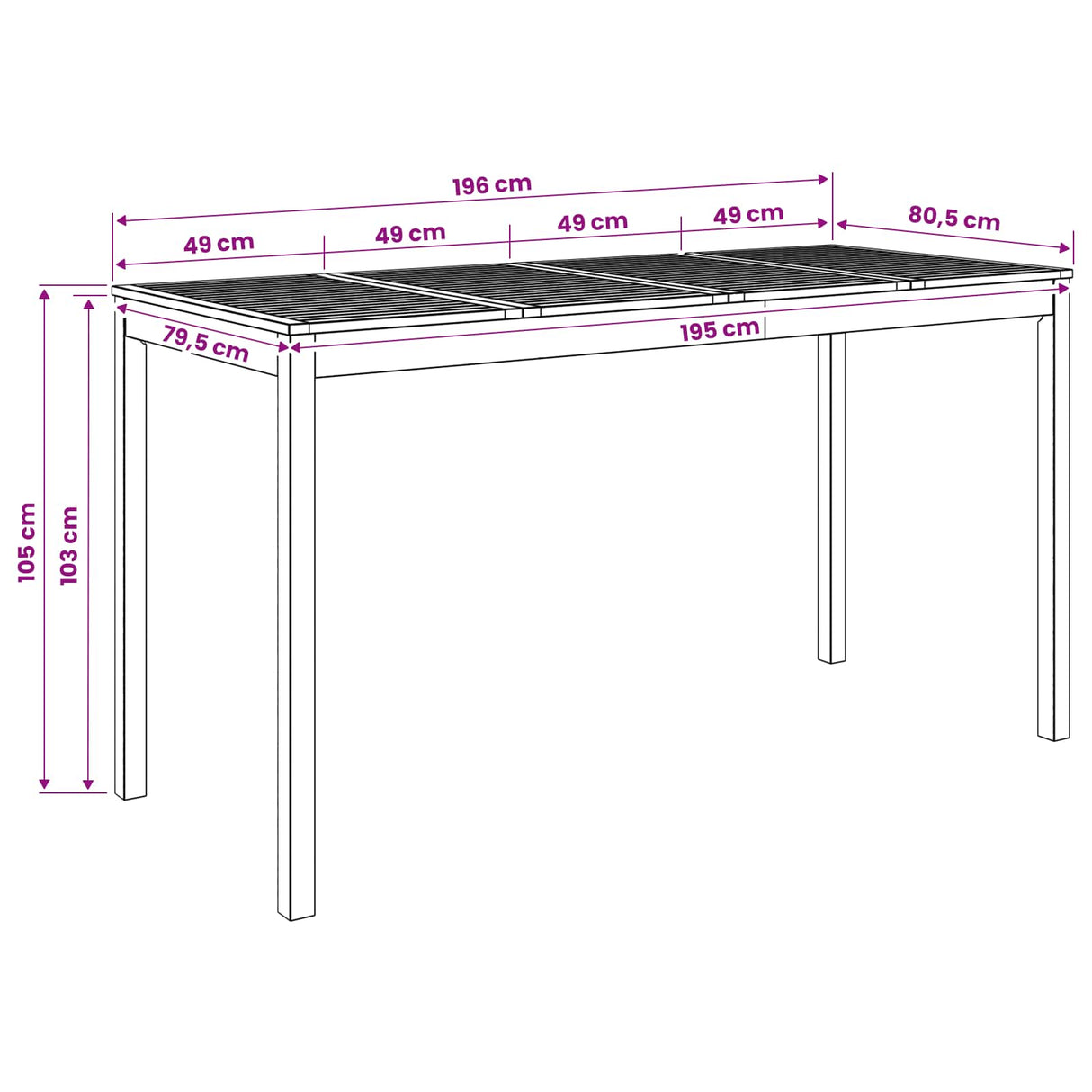 Garden Bar Table Natural 196 x 80.5 x 105 cm Solid Acacia Wood