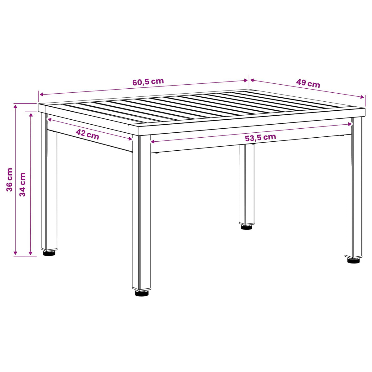 Coffee Table Natural and Black 50 x 60.5 x 36 cm