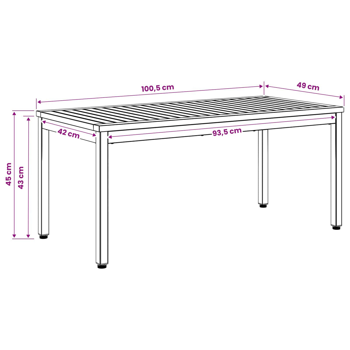 Coffee Table Natural and Black 49 x 100.5 x 45 cm