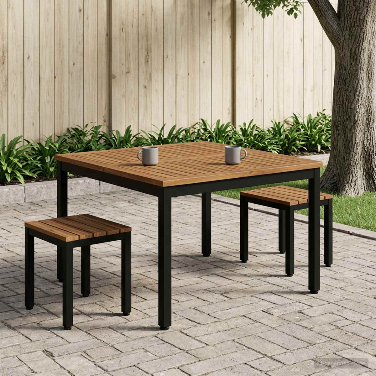 Coffee Table Natural and Black 98 x 100.5 x 45 cm