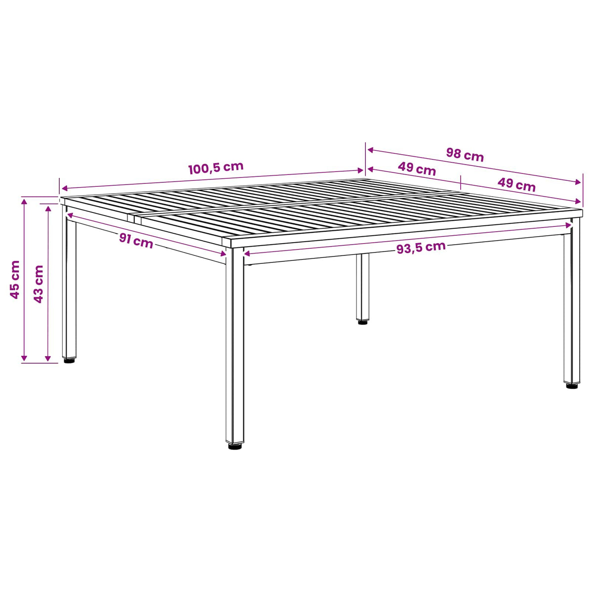 Coffee Table Natural and Black 98 x 100.5 x 45 cm