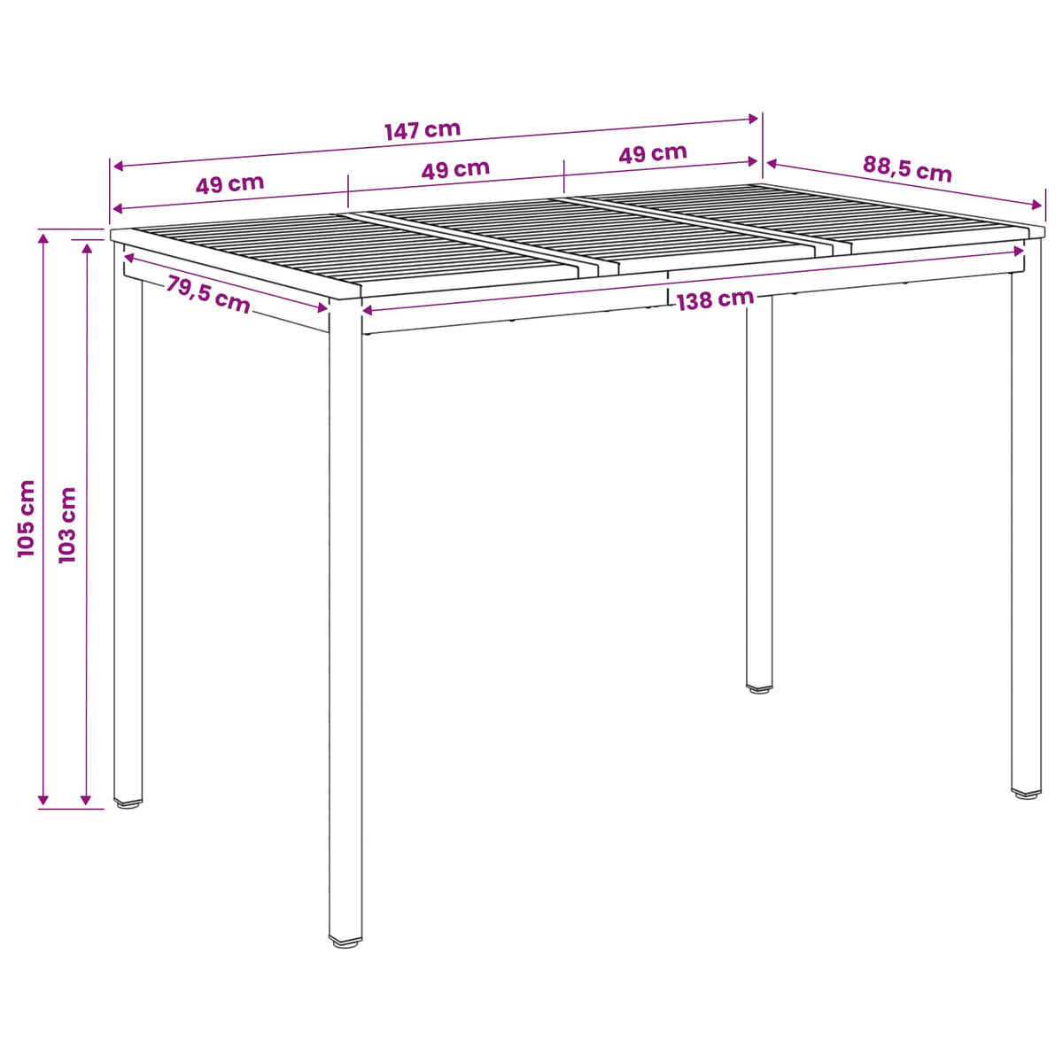 Garden Bar Table NAARDEN Natural and Black 147 x 88.5 x 105 cm