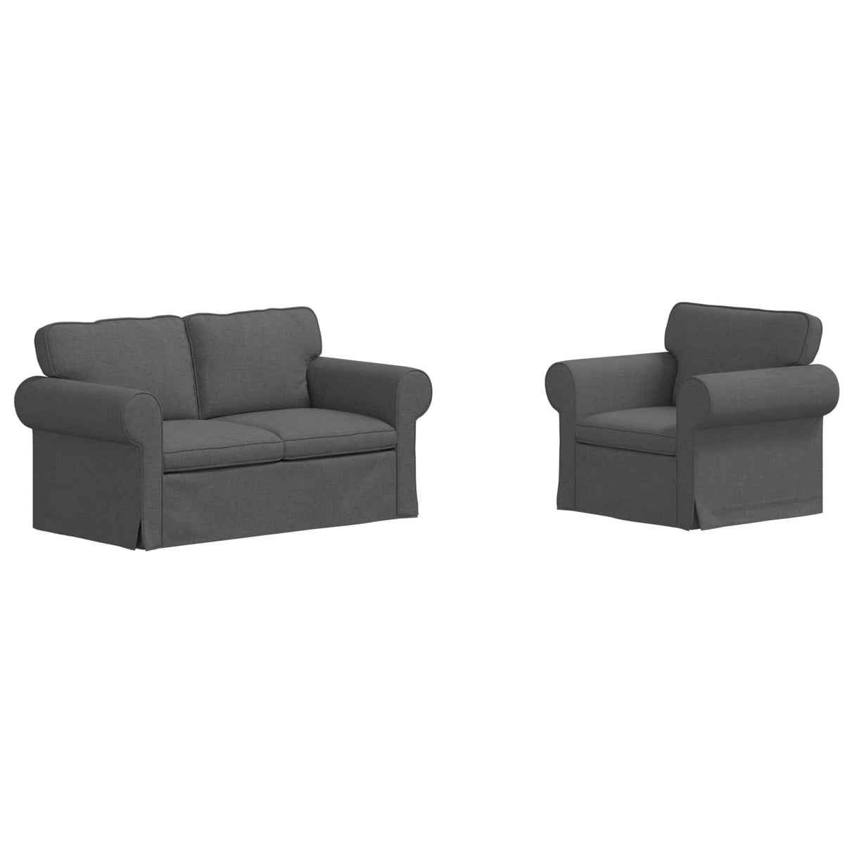 Sofa Set 2 pcs Dark Grey 155 x 82 x 80 cm Fabric