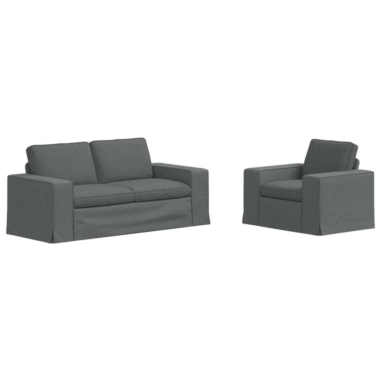 Sofa Set 2 pcs Dark Grey 182 x 80 x 82 cm Fabric