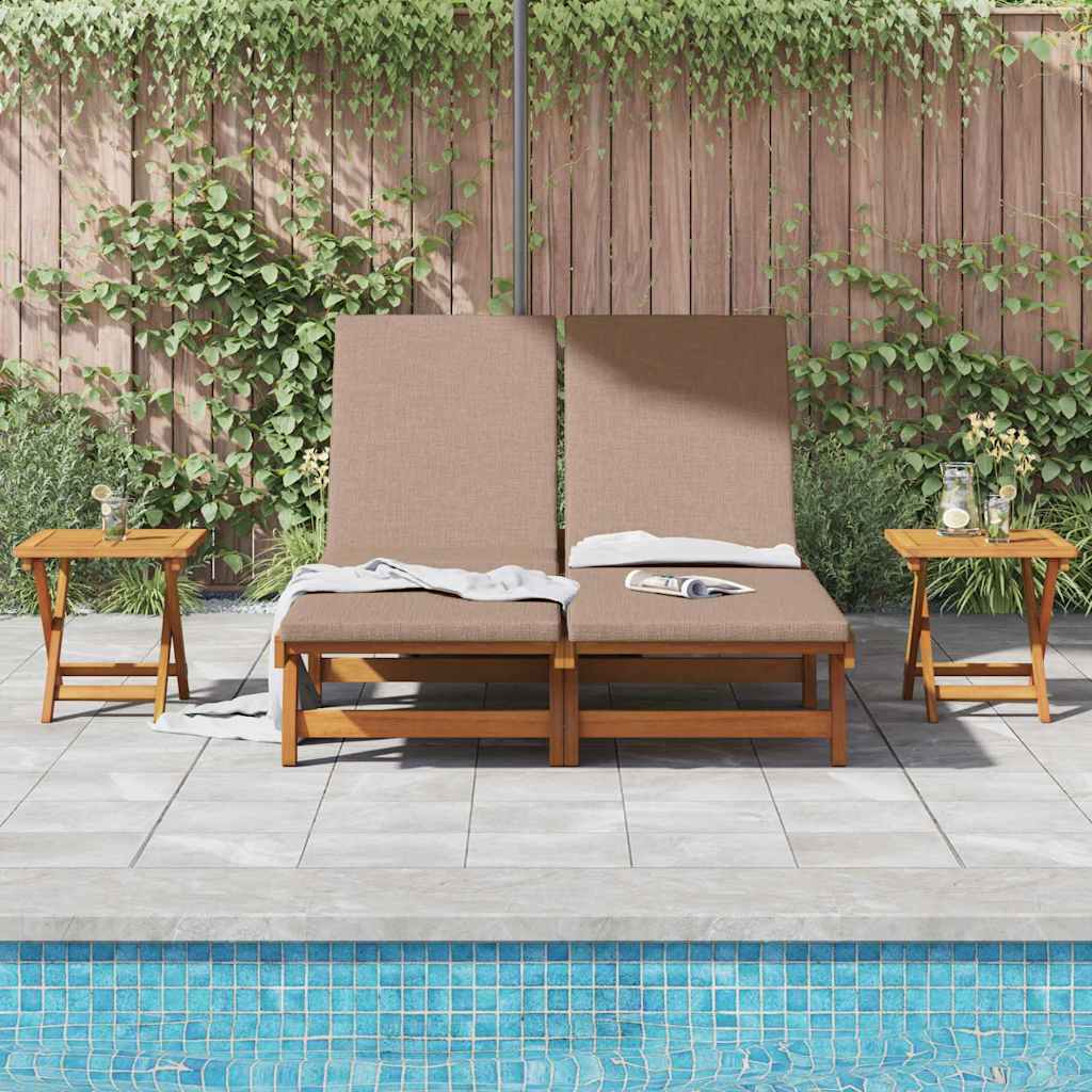 Sun Lounger 3 pcs Solid Acacia Wood Taupe