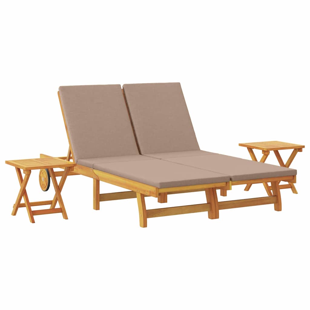 Sun Lounger 3 pcs Solid Acacia Wood Taupe
