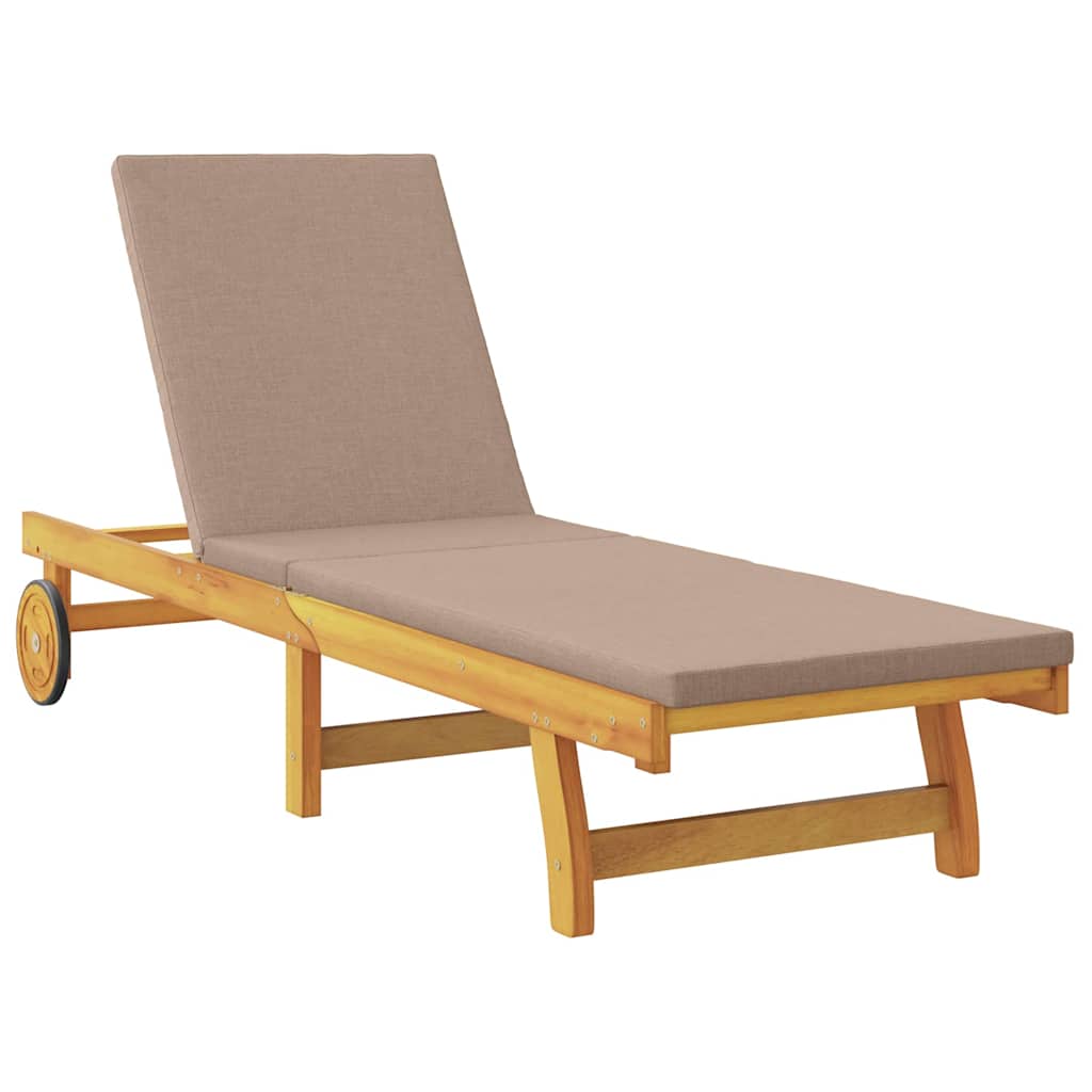 Sun Lounger 3 pcs Solid Acacia Wood Taupe