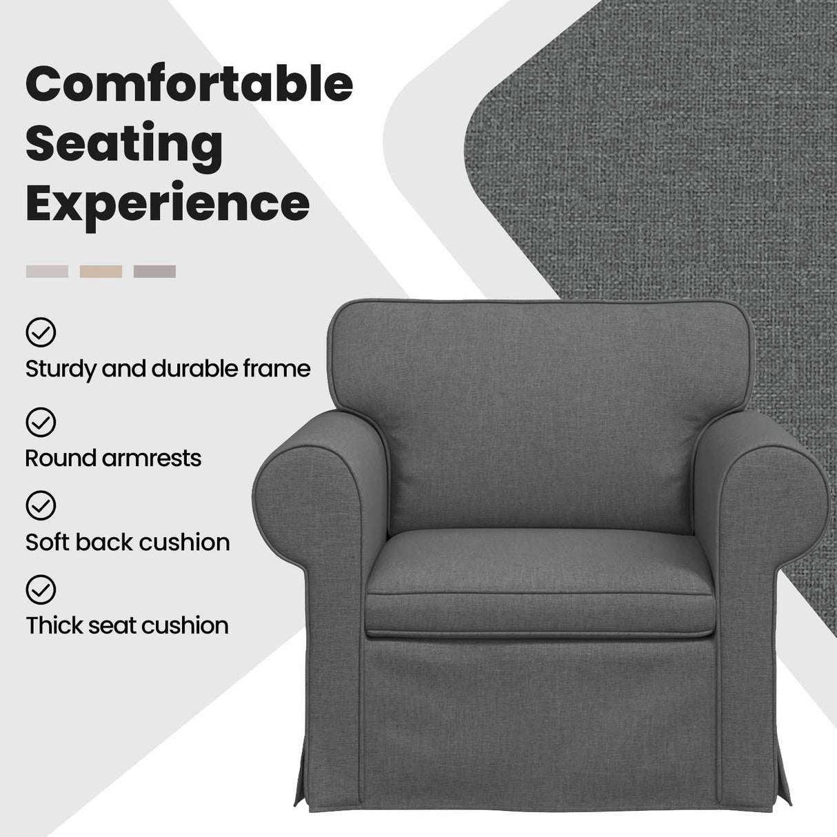 Sofa Dark Grey 95 x 82 x 80 cm Fabric