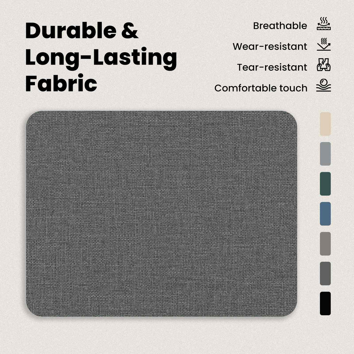 Sofa Dark Grey 245 x 138 x 80 cm Fabric