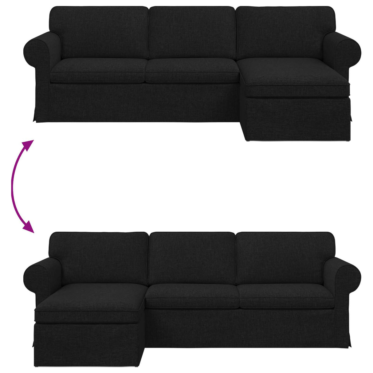 Sofa Black 215 x 138 x 80 cm Fabric