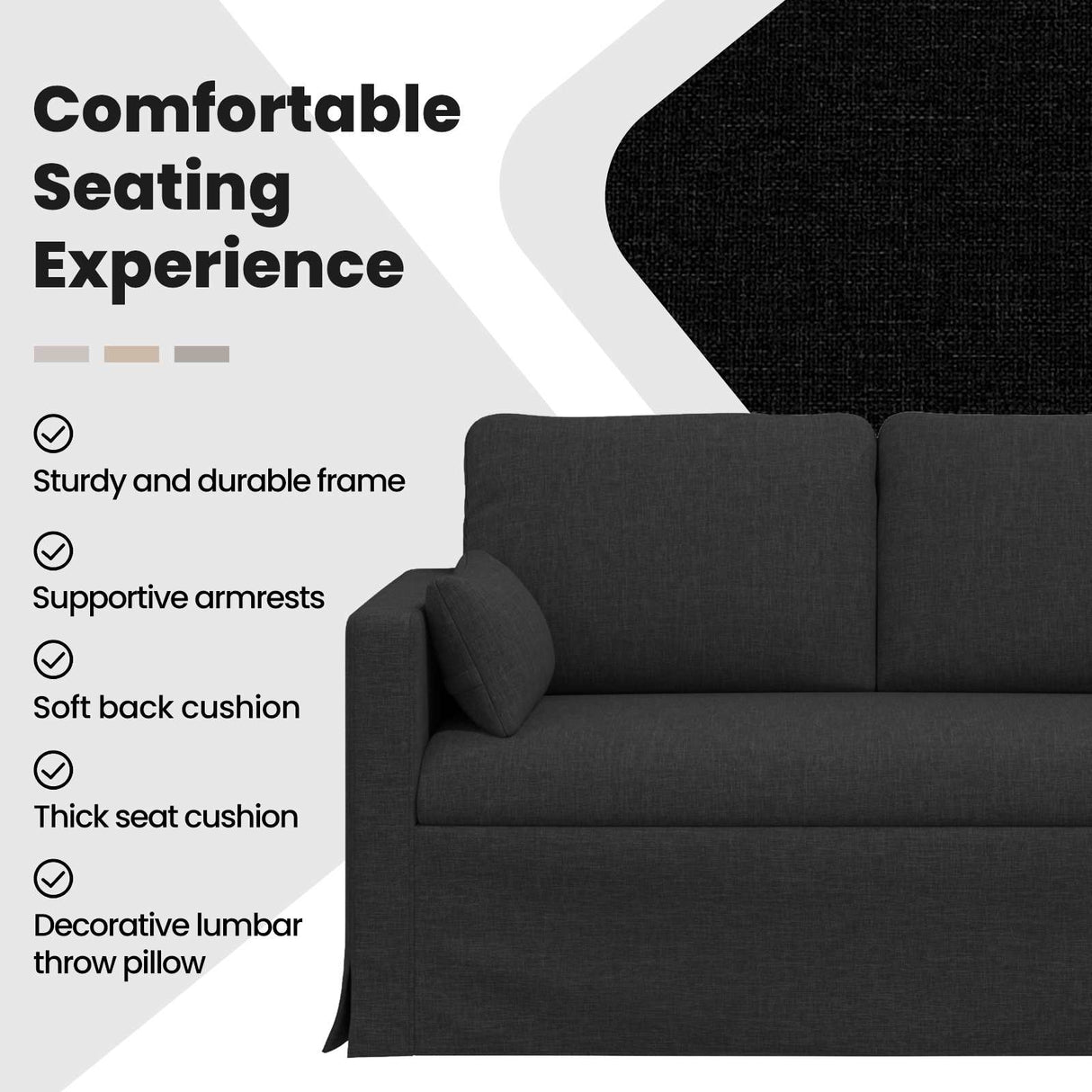 Sofa Black 139 x 78 x 80 cm Fabric