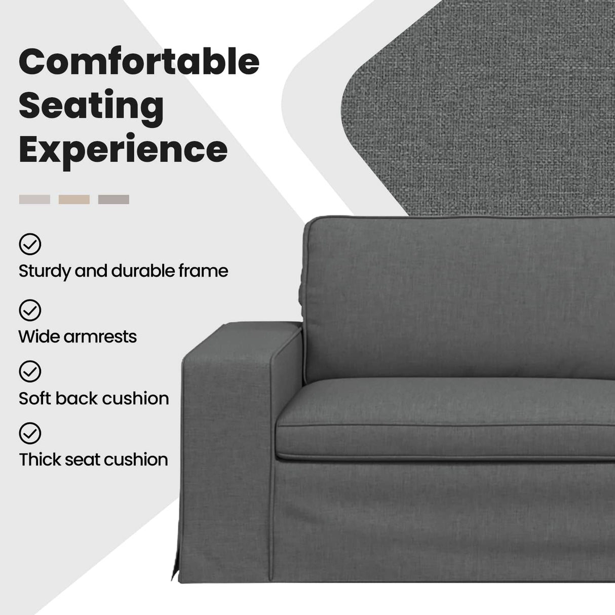 Sofa Dark Grey 222 x 80 x 82 cm Fabric