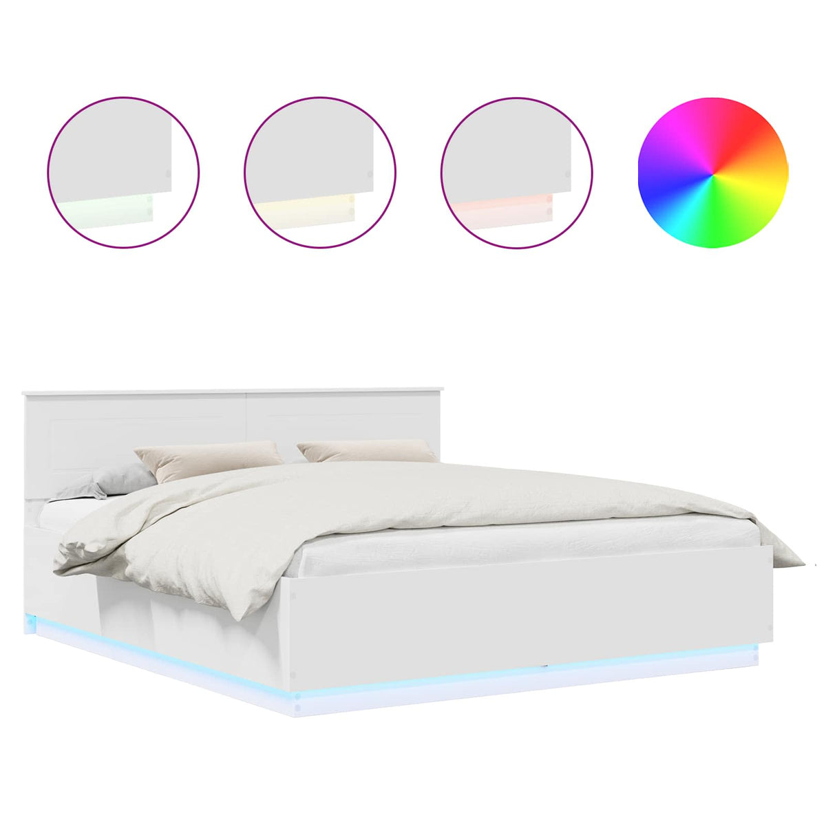 Bed Frame with Headboard White 180 x 200 cm Engineered Wood